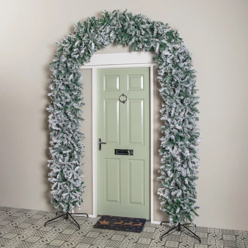 Image of 8ft (2.55m) Samuel Alexander Single Door Snow Flocked Christmas Tree Arch with 2000 Tips