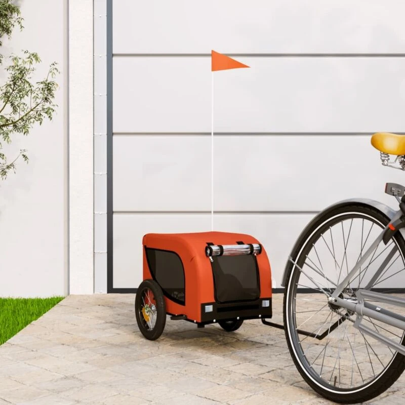 Image of VIDAXL Vidaxl - Pet Bike Trailer Orange and Black Oxford Fabric and Iron 8720845770761