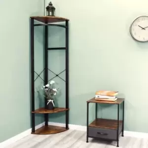 Image of Tall Corner Hallway Storage Hanging Rack. Industrial Design. Black Metal Frame. - Black