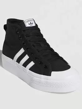 Image of adidas Originals Nizza Platform Mid - Black/White, Size 3.5, Women
