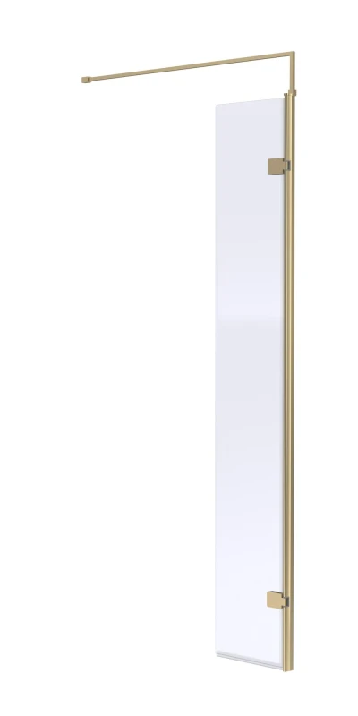 Image of Balterley 8mm Safety Glass Hinged Return Support Bar Brushed Brass 300x1850mm Bronze