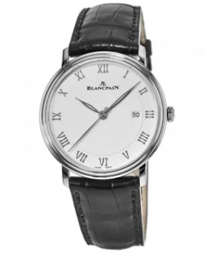 Image of Blancpain Villeret Automatic Ultra Slim Silver Dial Leather Strap Mens Watch 6651-1127-55B 6651-1127-55B