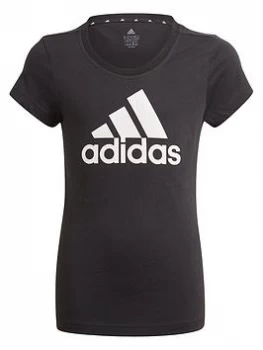 Image of adidas Junior Girls Bl T-Shirt - Black/White, Size 9-10 Years, Women