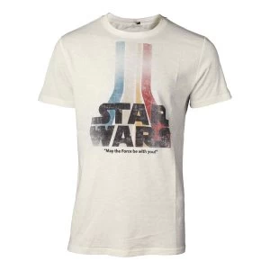 Image of Star Wars: The Force Awakens - Retro Rainbow Logo Mens X-Large T-Shirt - White