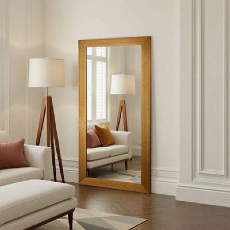 Image of Yearn Wave Full Length Gold Framed Bevelled Wall Mirror