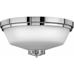 Image of IP44 3 Bulb Flush Light Cased Opal Glass Shade Polished Chrome LED E27 60W