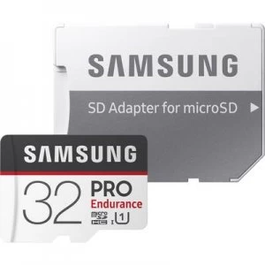 Image of Samsung Pro Endurance microSDHC card 32GB Class 10, UHS-I incl. SD adapter, 4K video support, suitable for long-term data storage
