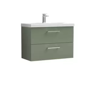 Image of Nuie Arno 800mm Wall Hung 2 Drawer Vanity & Basin 3 Satin Green