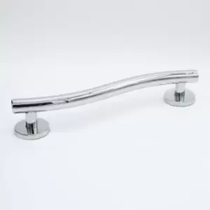 Image of Curled Grab Rail Polished Bathroom Outdoor Support Handle Disability Aid - Silver - Rothley