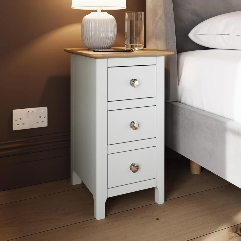 Image of FWStyle FWStyle 3 Drawer Ready Assembled Oak Bedside Chest Of Drawers White Linen White One Size Unisex 5056413126986