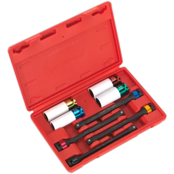 Image of Sealey 8 Piece 1/2" Drive Torque Stick and Impact Socket Set for Alloy Wheels 1/2"