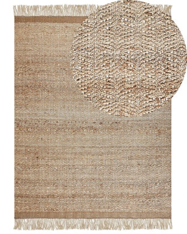 Image of Beliani Rug Abana Beige 160 X 230 Cm Jute