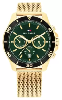 Image of Tommy Hilfiger 1792093 Mens Jordan (43mm) Green Dial / Gold Watch