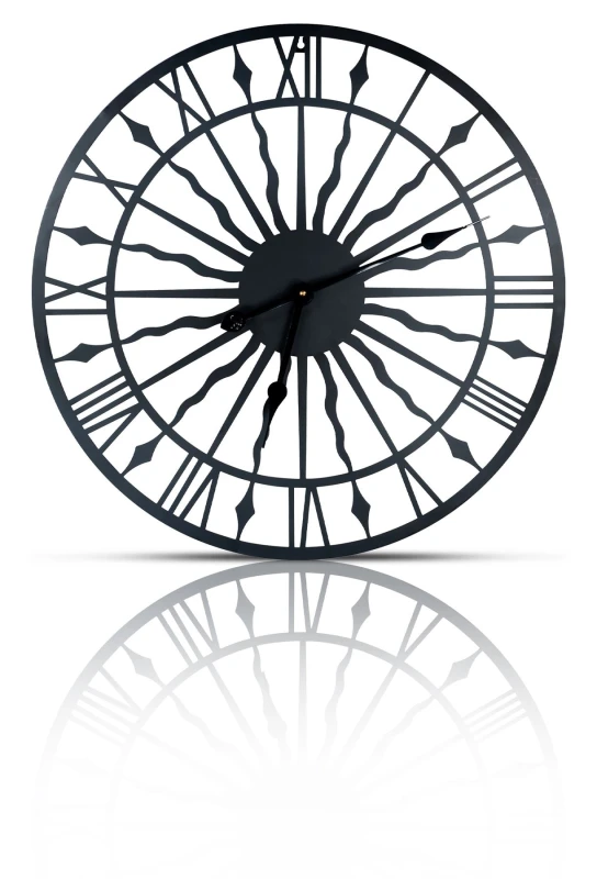 Image of 60cm 24" Large Stunning Outdoor Indoor Garden Decorative Clock Silent Running Black ELV-646378 Hanging Wall Clock