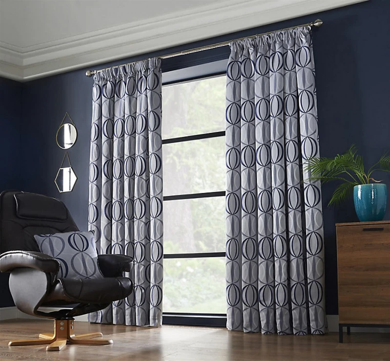 Image of Essential Living Ome Pencil Pleat Taped Top Curtains Navy 167cm x 228cm OMETNVY6690