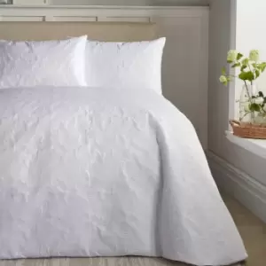 Image of Butterfly Garden Pinsonic Textured Duvet Cover Set, White, Single - Serene