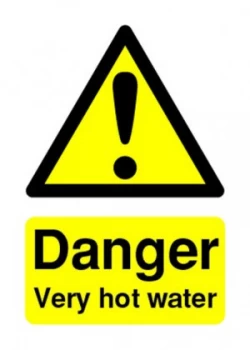 Image of Extra Value Self Adhesive Danger Hot Water Sign - 70x50mm
