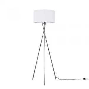 Image of Camden Chrome Tripod Floor Lamp with XL White Reni Shade