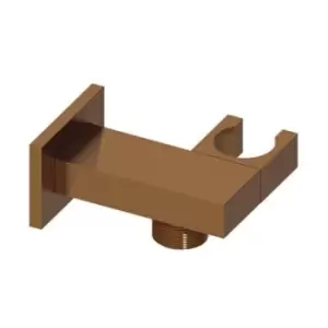 Image of square wall outlet & holder - Brushed Bronze