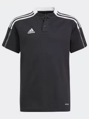 Image of Boys, adidas Tiro 21 Polo Shirt, Black, Size 11-12 Years