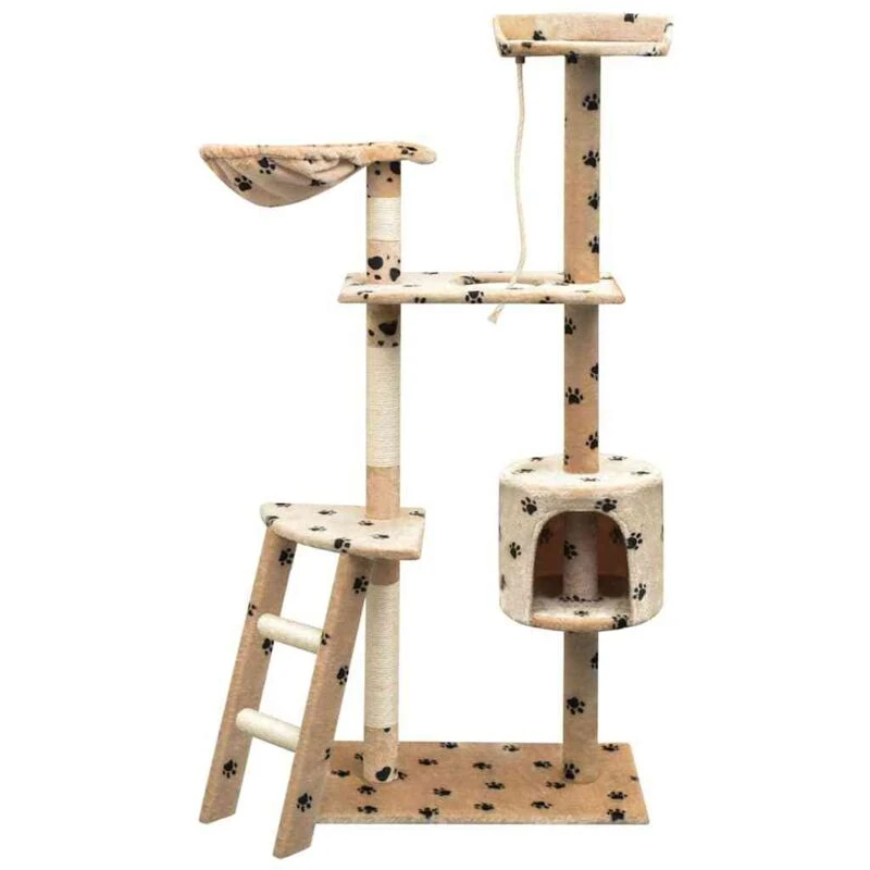 Image of VIDAXL Vidaxl - Cat Tree with Sisal Scratching Posts 150cm Paw Prints Beige 8718475522898