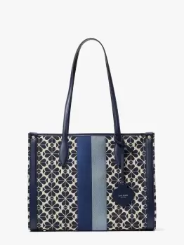 Image of Spade Flower Jacquard Stripe Market Medium Tote - Blue - One Size
