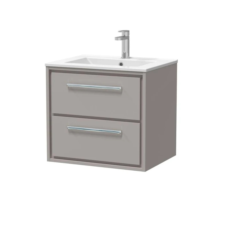 Image of Balterley Bathroom Wall Hung 2 Soft-Close Drawer Vanity Unit, Pebble Grey, 600mm in Grey Grey Unisex