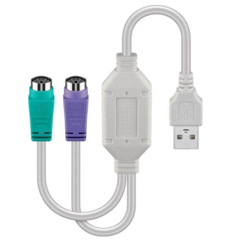 Image of Microconnect USBA2XPS2 PS/2 cable 0.3 m 2x 6-p Mini-DIN USB A White