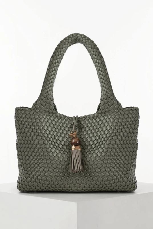 Image of Luella Grey Womens 'Saskia' Khaki Large Woven Tote Khaki Female