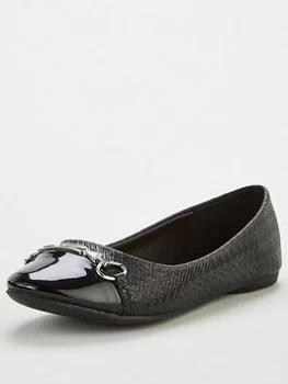 Image of Wallis Toe Cap Trim Ballerina Shoes - Black, Size 7, Women