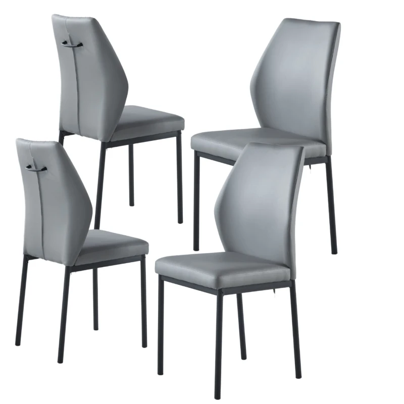 Image of Modernique Modernique Set of 4 Dining Chairs in Faux Leather & Metal Frame in Grey Grey One Size Unisex 5061017322108