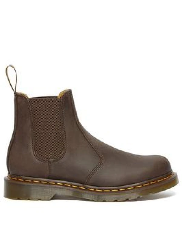 Image of Dr. Martens 2976 YS Crazyhorse Leather Unisex Slip On Boots - Dark Brown - Size:UK 6