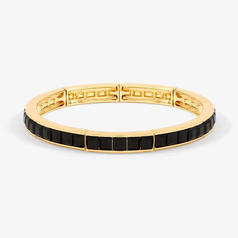 Image of Jon Richard Gold Plated Cubic Zirconia Jet Stretch Bracelet Chain Bracelets One Size Gold 41078310000