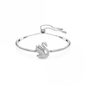 Image of Swarovski Iconic Swan Rhodium Plated White Swan Bangle 5649772