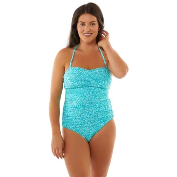 Image of Seaspray Grace Classic Draped Bandeau Swimsuit - Aqua/Silver