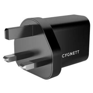 Image of Cygnett CY3103POPLU PowerPlus QC 3.0 Charger + USB-C to USB-A cable - UK Plug Black