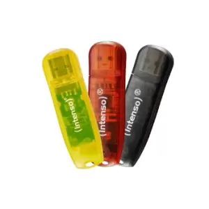 Image of Intenso Rainbow 3x32GB Yellow/Red/Black USB flash drive USB Type-A...