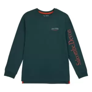 Image of Jack Wills Kids Script Long Sleeve Top - Green