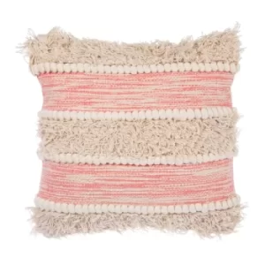Image of Sass & Belle Pink Scandi Boho Tufted Stripe Cushion