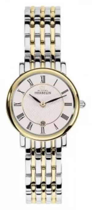 Image of Michel Herbelin Womans Two Tone Stainless Steel Gold Silver Watch