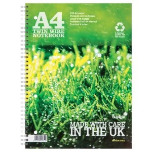 Image of Silvine A4 Plus Premium Notebook Recycled Wirebound Ruled Margin 120 Pages Pack of 5 Promo