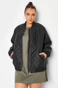 Image of Faux Leather Bomber Jacket