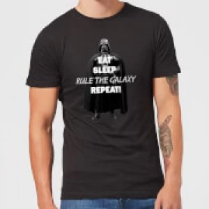Image of Star Wars Eat Sleep Rule The Galaxy Repeat Mens T-Shirt - Black