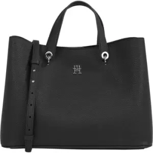 Image of Tommy Hilfiger Th Emblem Satchel - Black