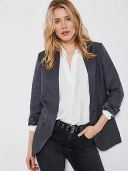 Image of Mint Velvet Smoke Shawl Collar Blazer - Dark Grey, Size 8, Women