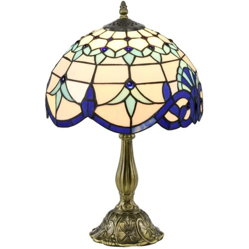 Image of HOMCOM Homcom - Stained Glass Table Lamp, for Bedroom Bedside, Bulb not Included 5056725565831