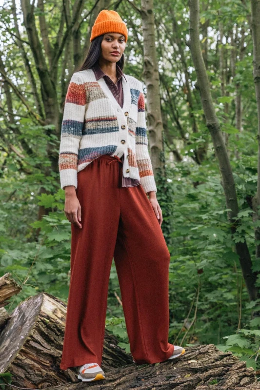 Image of Roman Womens Crinkle Texture Tie Front Trouser in Orange Size: 18 Orange Female 18