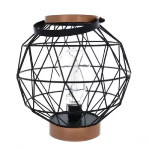 Image of Round Metal LED Lantern Rose Gold 23.5cm