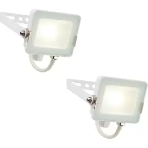 Image of 2 PACK Outdoor Waterproof LED Floodlight - 10W Cool White LED - Matt White