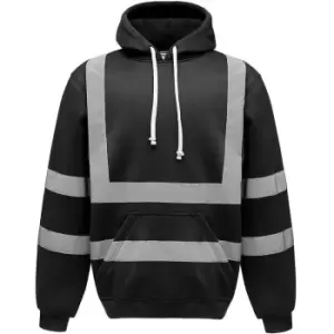 Image of Yoko Mens Hi-Vis Hoodie (XXL) (Black) - Black